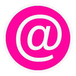 Pinkfarbenes at-Zeichen als Icon für den Kontakt. Mail an Minkdesign, Köln